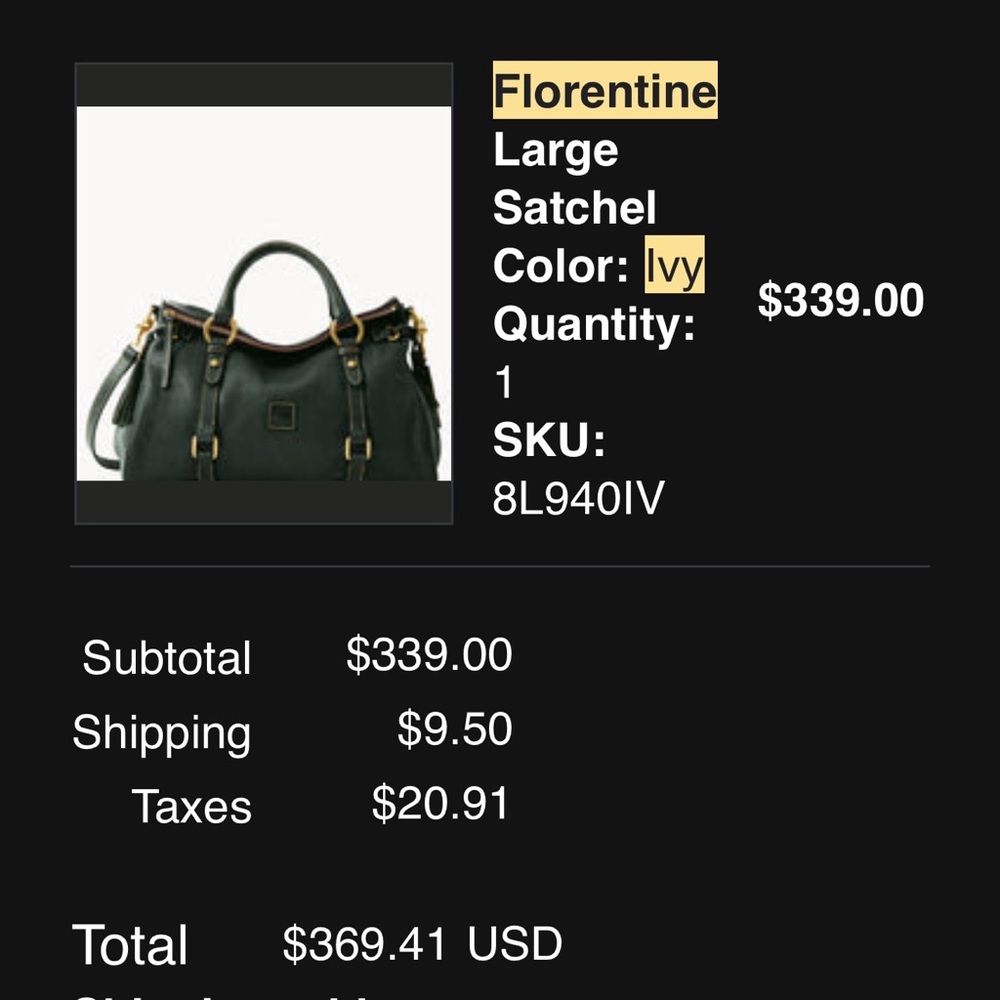 *SOLD* Dooney & Bourke Florentine Satchel Ivy - Picture 2 of 2